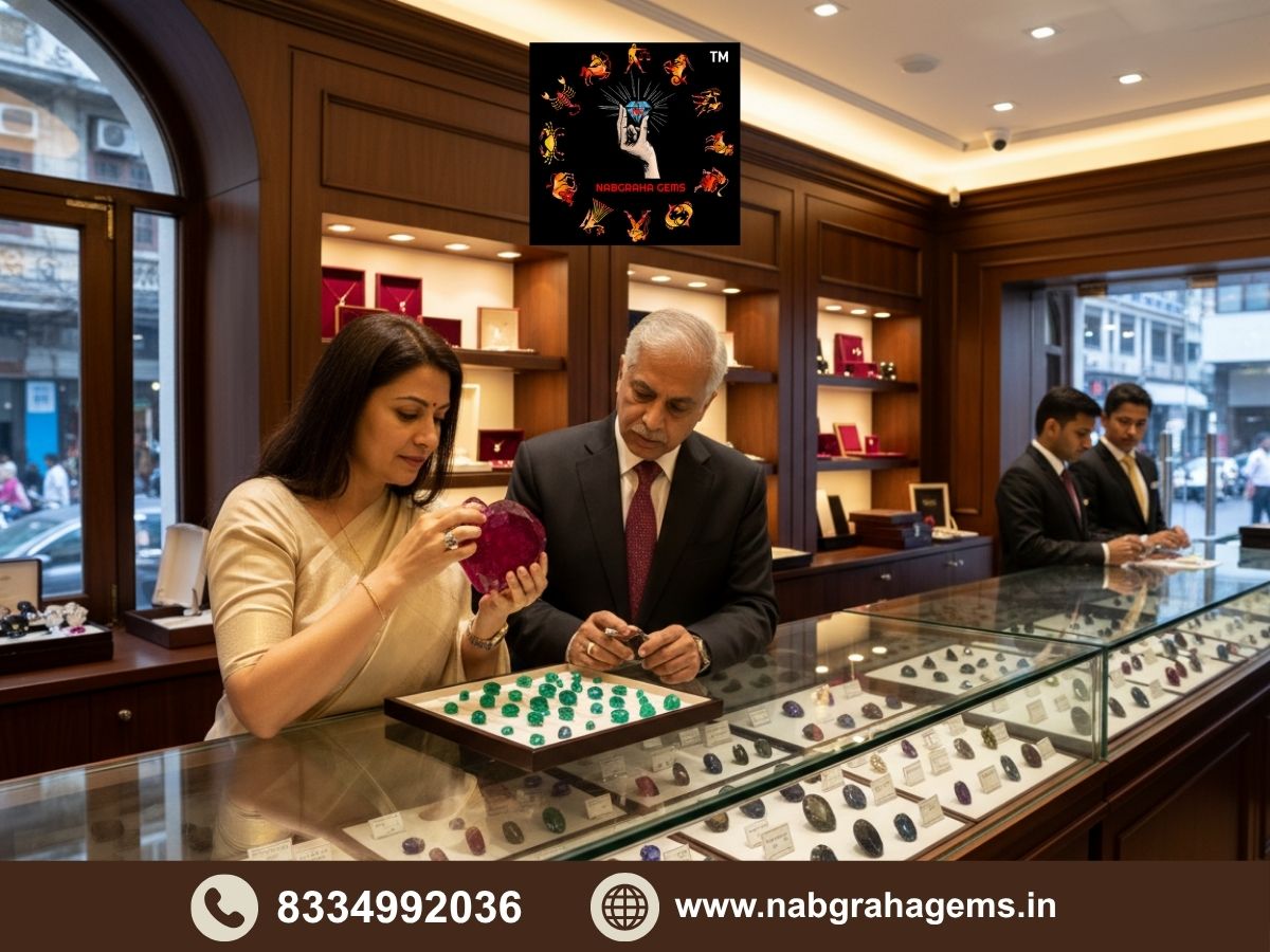 Customer choosing certified gemstones from a trusted gemstone dealer in Kolkata